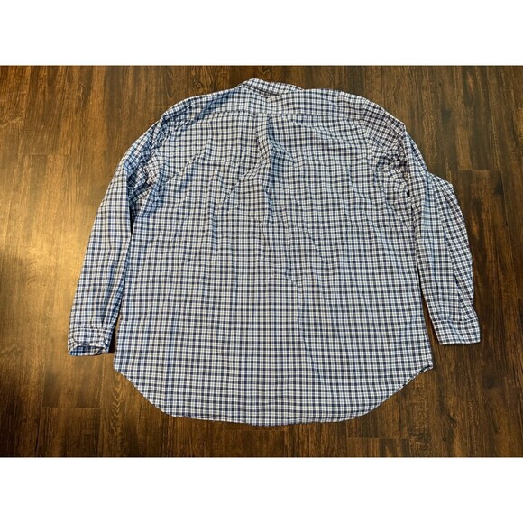 Polo Ralph Lauren 3XLT Plaid Cotton Long Sleeve Button Down Shirt Blue Pony - Picture 9 of 10